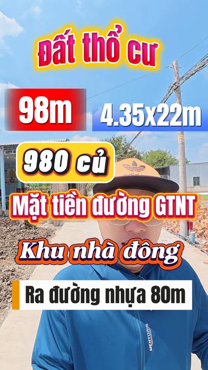 Đất thổ cư Mỹ Lộc Cần Giuộc 98m² giá 980 triệu - Sổ đỏ chính chủ