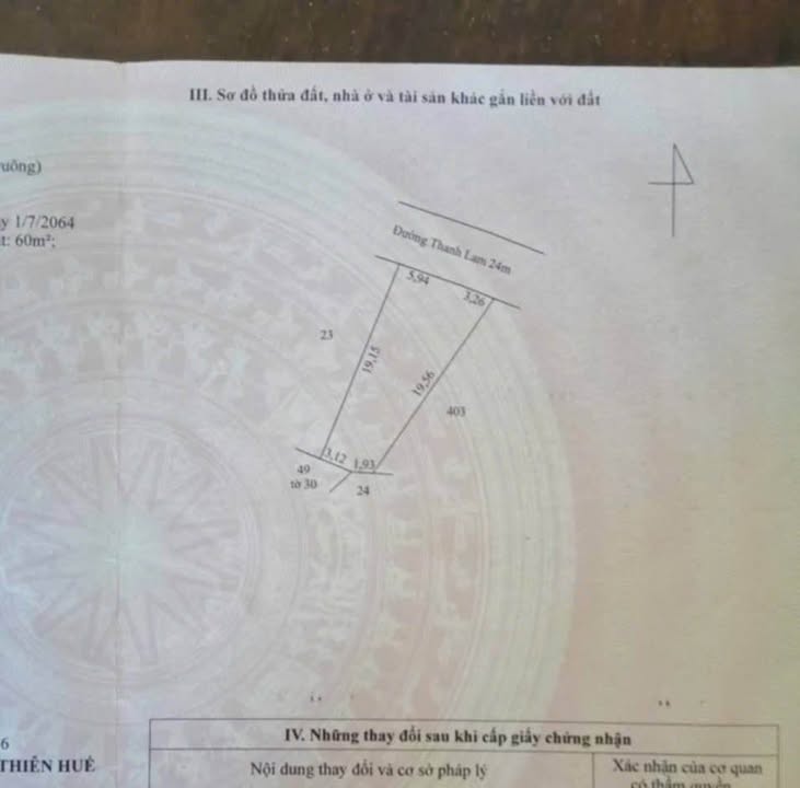 Đất nền Mặt tiền Thanh Lam, Huế - 135m² - Sổ hồng chính chủ, tiềm năng tăng giá