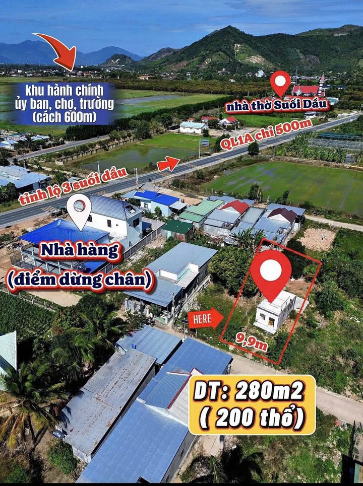 Bán đất Suối Dầu Cam Lâm 280m² giá 2.1 tỷ - Sổ hồng sẵn sàng