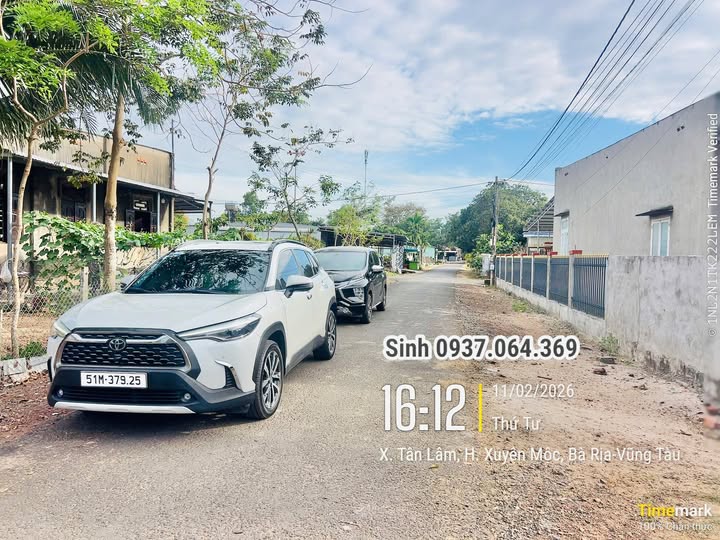 Đất Nền Tân Lâm, Xuyên Mộc: 265m², Nở Hậu 11.4m, Sổ Hồng - 990 Triệu