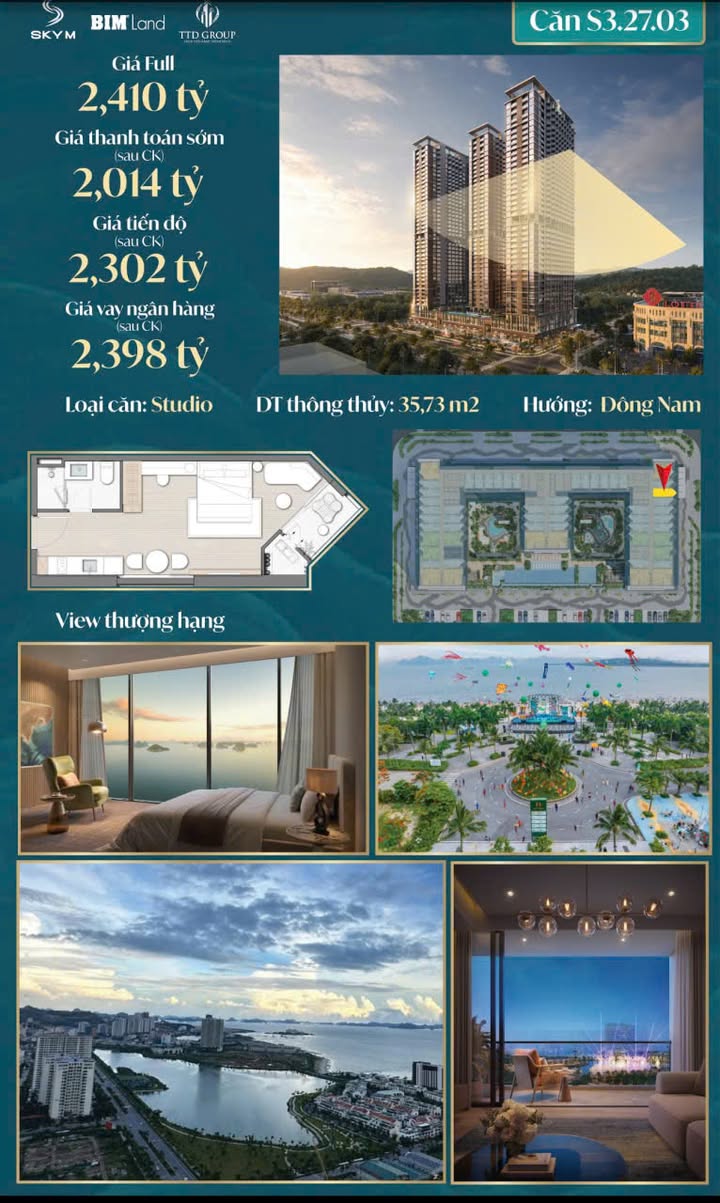 Căn hộ Studio Sky M Hạ Long 35.73m² - View Vịnh Di Sản Giá Tốt