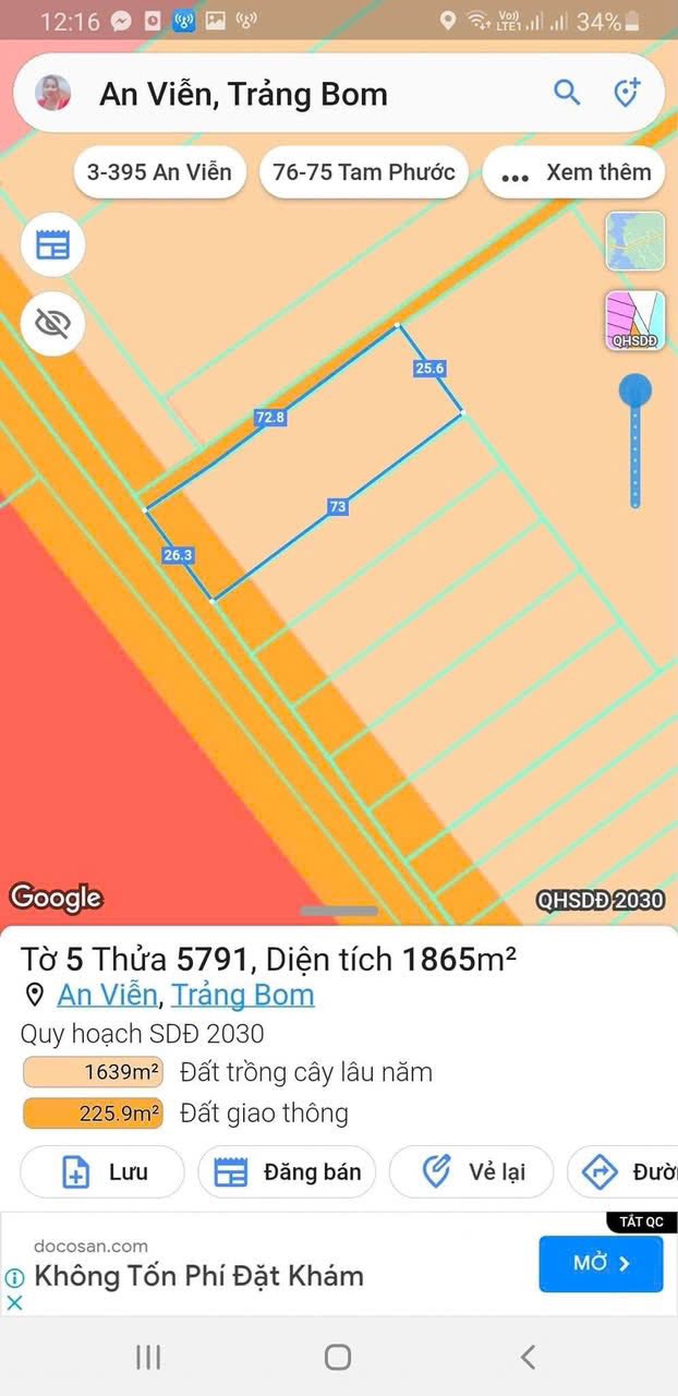 Đất nền An Viễn 1825m² giá 7.8 tỷ - Đường to ô tô, lô góc!