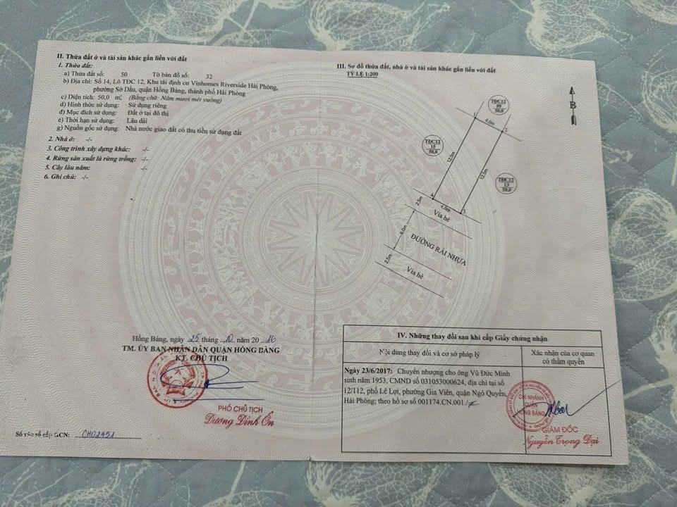 Đất nền TĐC 12 Vinhomes Hồng Bàng 50m² giá 4.25 tỷ - Vị trí đắc địa