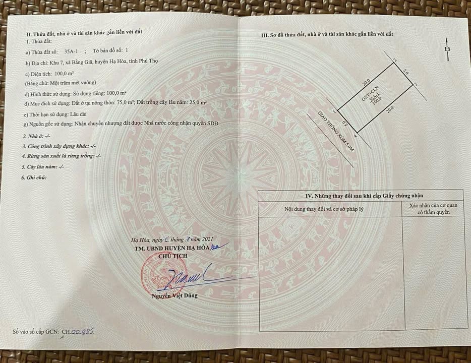 Đất nền Bằng Giã Hạ Hòa 100m² giá 300 triệu - Sổ đỏ chính chủ