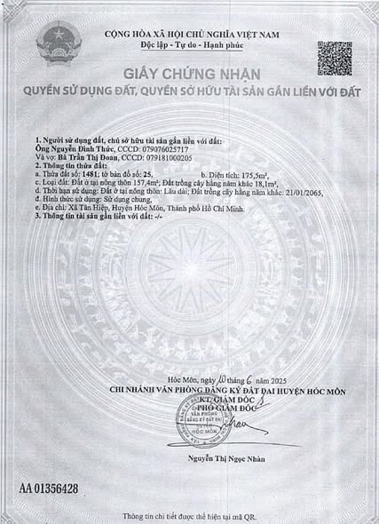 Bán Gấp 5 Lô Đất Mặt Tiền Đường 32, Hóc Môn - 176m² Full Thổ Cư, Sổ Riêng 2025