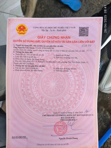 Đất Mặt Tiền Tân Thới Hiệp 14, Q12 - 72m² Sổ Hồng Riêng, Giá 5.9 Tỷ