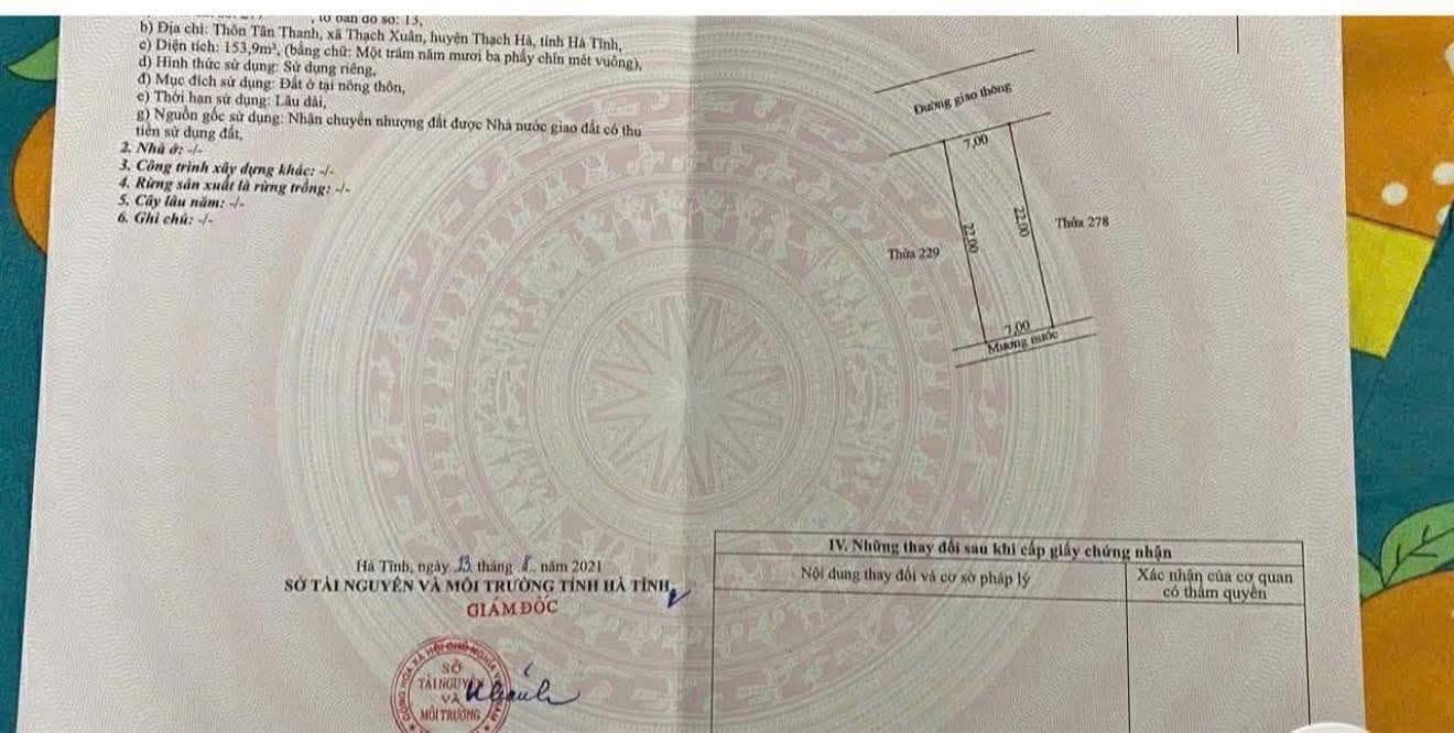 Đất Thổ Cư Đẹp Lối 2 Đường 92, Thạch Hà, Hà Tĩnh - 154m² Giá Tốt