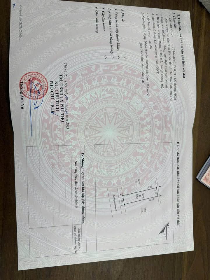 Đất nền Xã Hà Lộc, TX Phú Thọ 100m² - Sổ đỏ chính chủ