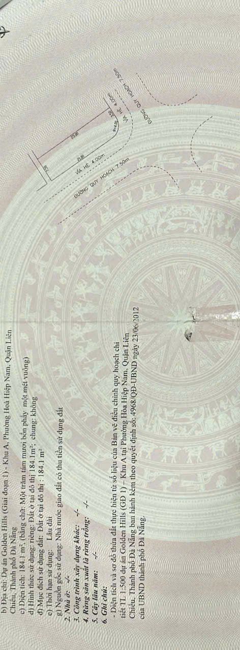 Đất nền Goldenhills Đà Nẵng 184m² - Tiềm năng tăng giá vượt trội!