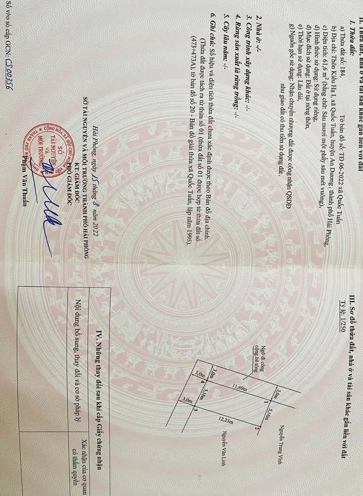 Đất nền Quốc Tuấn An Dương 61m² giá 790 triệu - Sổ đỏ chính chủ!