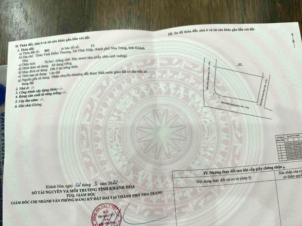 Đất nền Vĩnh Điềm Thượng Nha Trang 78.9m² giá 1.815 tỷ - Sổ hồng chính chủ