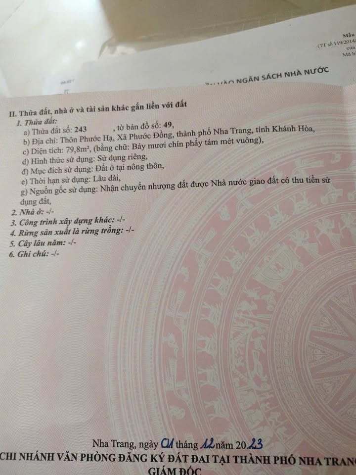 Đất nền Phước Đồng Nha Trang 79.8m² - Sổ đỏ chính chủ, đường ô tô!