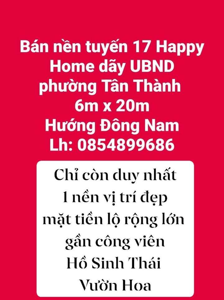 Đất nền Tuyến 17 Happy Home 120m² - Hướng Đông Nam, Giá 1.9 Tỷ
