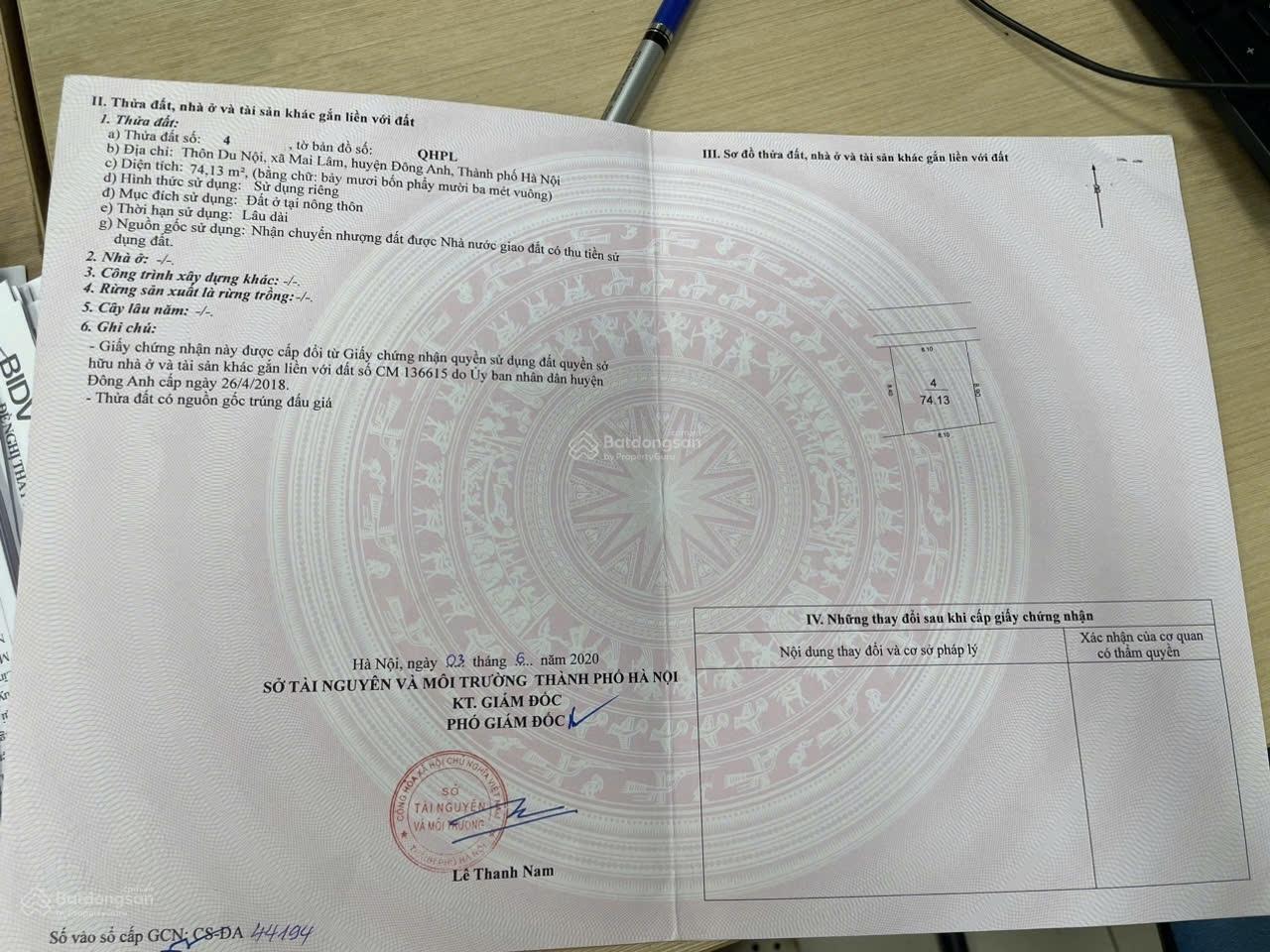 Đất nền Mai Lâm Đông Anh 74m² giá 10.05 tỷ - Sổ đỏ chính chủ