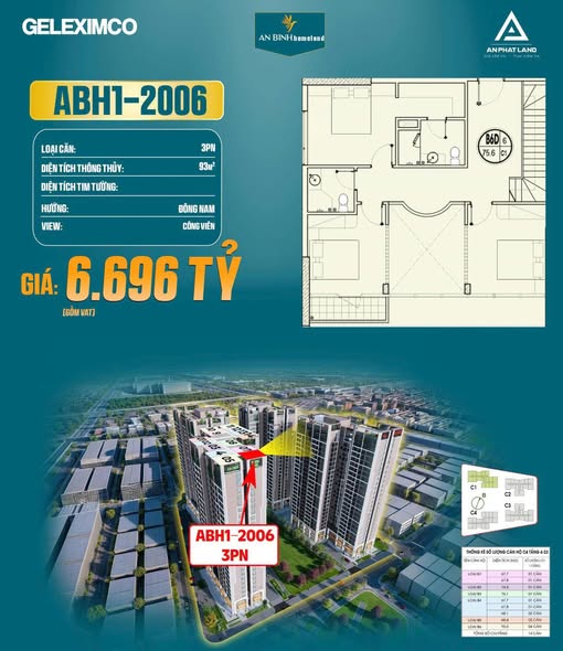 Bán căn góc 3PN An Bình Homeland 93m² - Giá tốt, view công viên