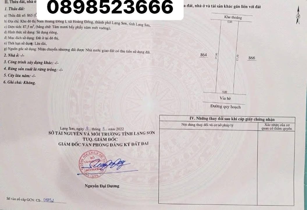 Đất nền Lạng Sơn 87.5m² giá 2 tỷ - Sổ đỏ chính chủ