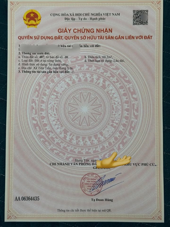 Đất nền 66m² Tiên Tiến, Phù Cừ, Hưng Yên - Giá 600 triệu, Ô tô vào tận nơi