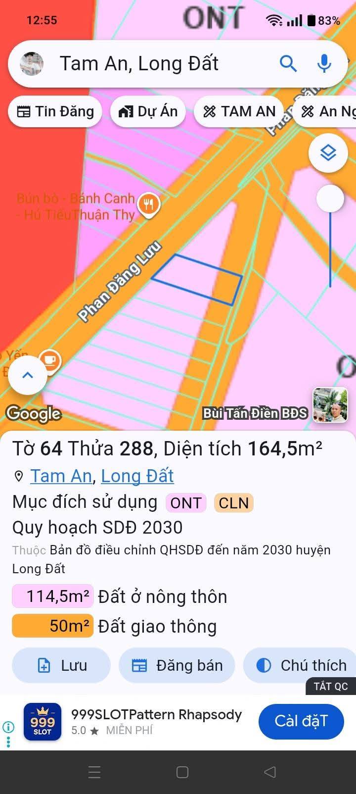 Đất Mặt Tiền Phan Đăng Lưu, Long Điền - 164m² - Hơn 2 Tỷ