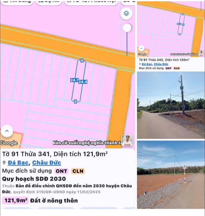 Đất nền Châu Đức 122m² gần Hồ Đá Bàng - Sổ đỏ chính chủ