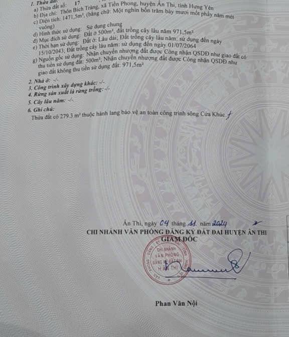 Đất nền Tiền Phong, Ân Thi 1500m² - Tiềm năng tăng giá!