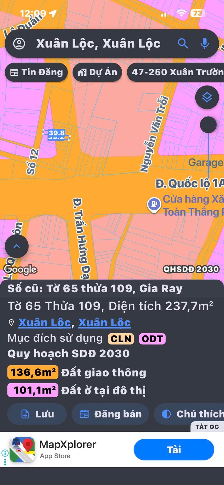 Đất Thổ Cư 240m² Mặt Tiền KD Đường 1A, Gia Ray, Xuân Lộc - 1.3 Tỷ