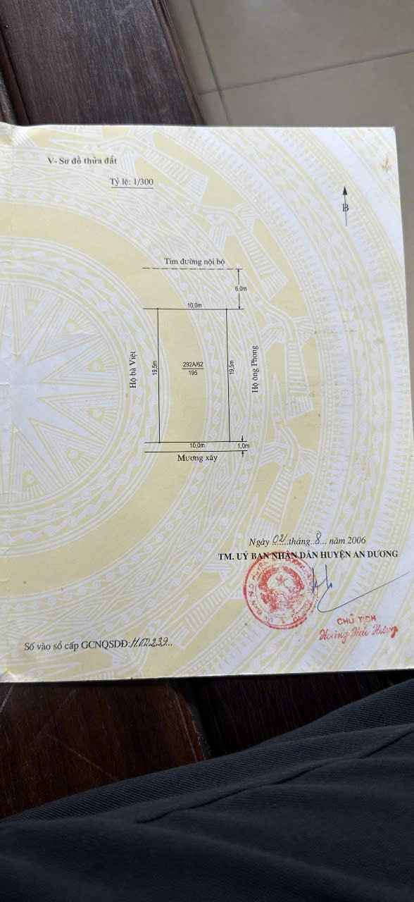 Đất nền 195m² An Dương, Hải Phòng - Mặt tiền 10m, Sổ đỏ, Giá 5.85 tỷ