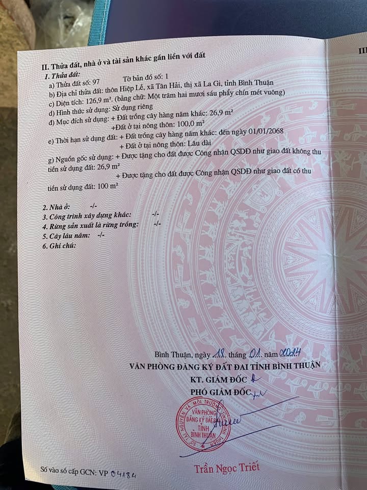 Đất nền La Gi 100m² mặt tiền Lê Thánh Tôn - Pháp lý rõ ràng