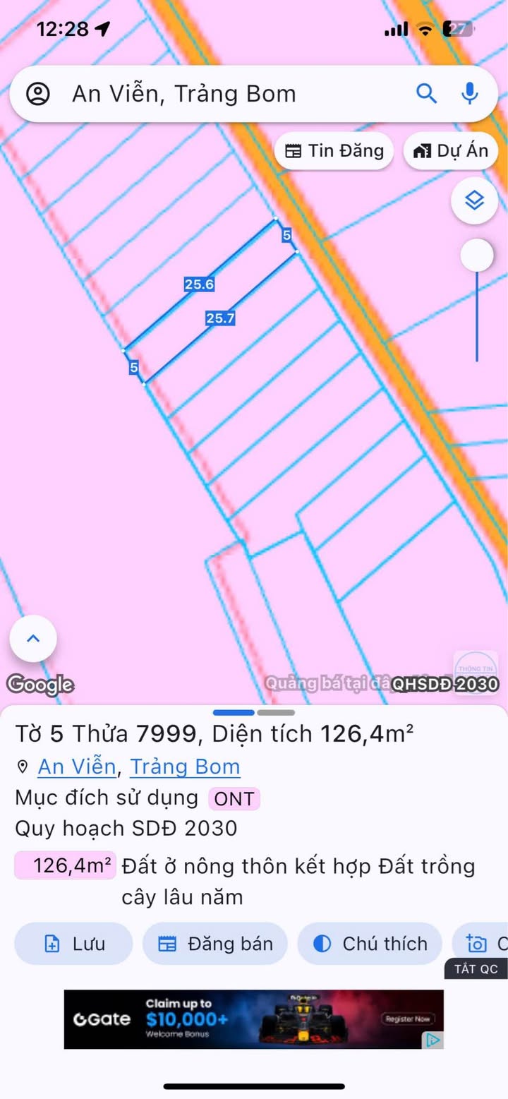 Đất nền Trảng Bom 125m² giá 1.099 tỷ - Sổ hồng sẵn thổ cư 100%