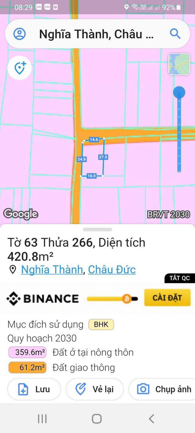 Bán Gấp Farm Chồn Hương 432m² - 2 Mặt Tiền Nghĩa Thành, Châu Đức