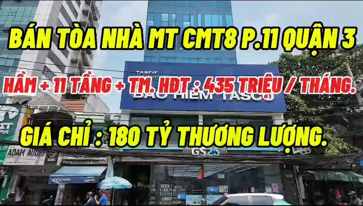 Tòa nhà Mặt tiền CMT8 Quận 3 180 tỷ - Đầu tư sinh lời!