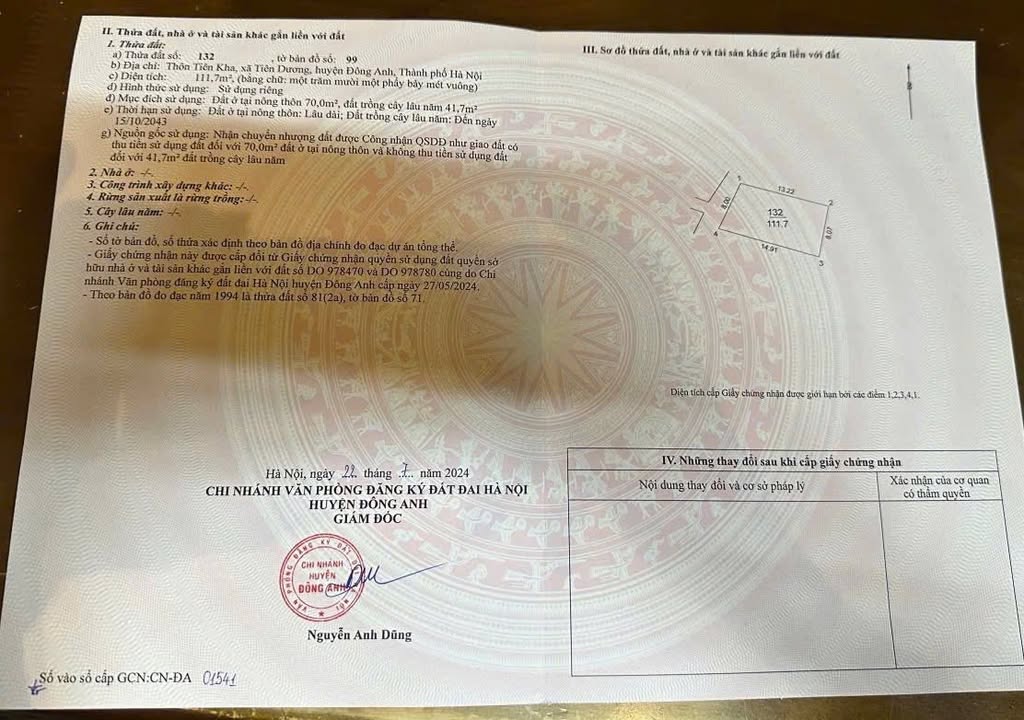 Bán đất Tiên Kha - Tiên Dương 111,7m² giá 7 tỷ - Sổ đỏ chính chủ