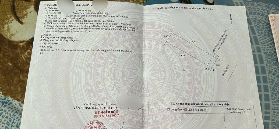 Đất nền Tam Bình Vĩnh Long 110m² giá 290 triệu - Sổ đỏ chính chủ