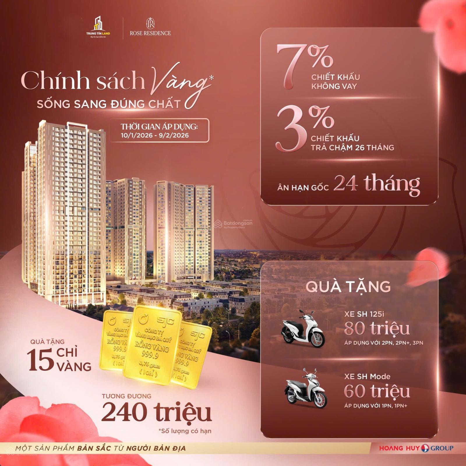 Căn hộ Rose Residence 49.5m² Lê Chân - View đẹp!