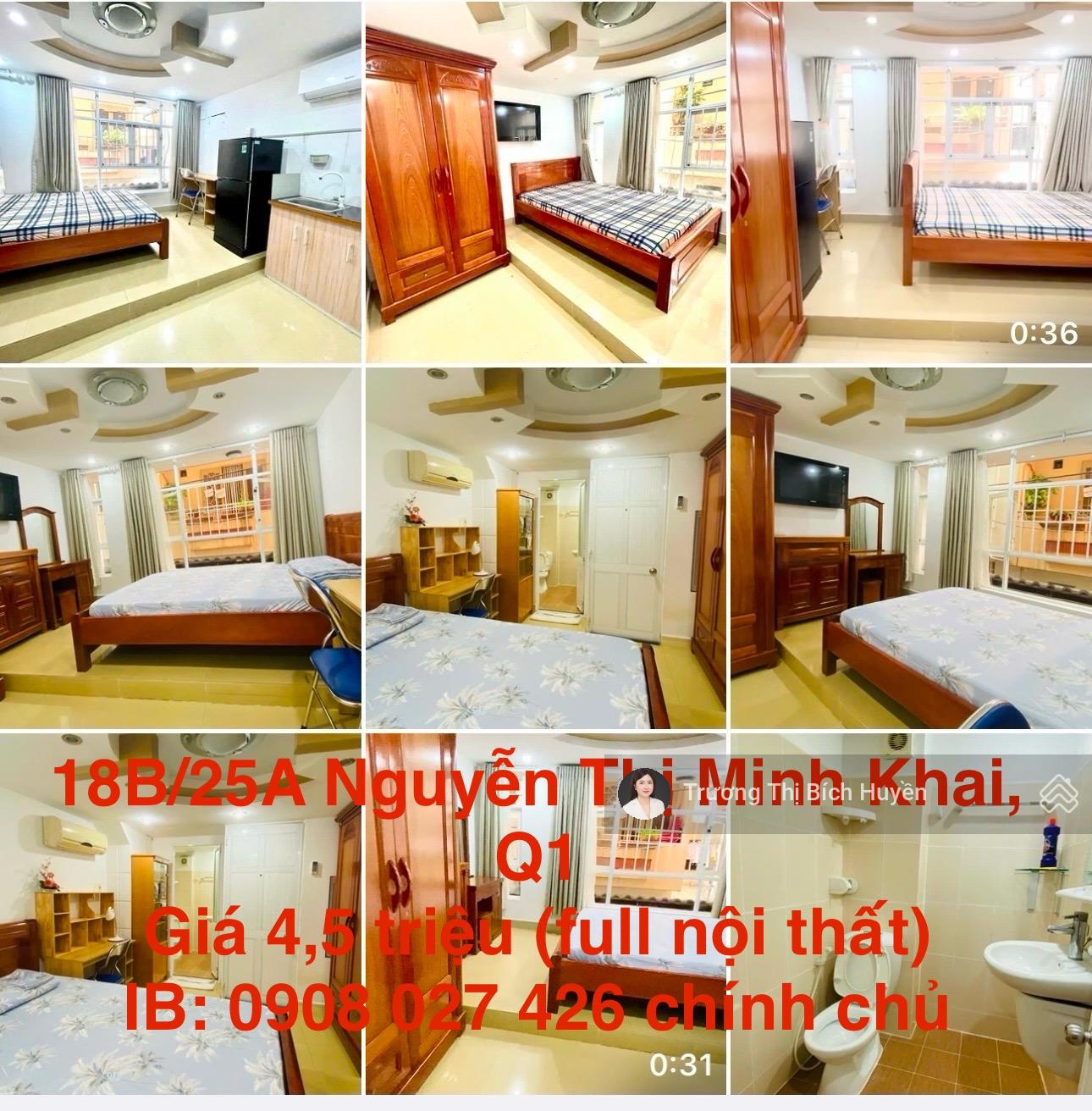 Căn hộ Quận 1 20m² giá 4.5 triệu - Full nội thất, giờ tự do!