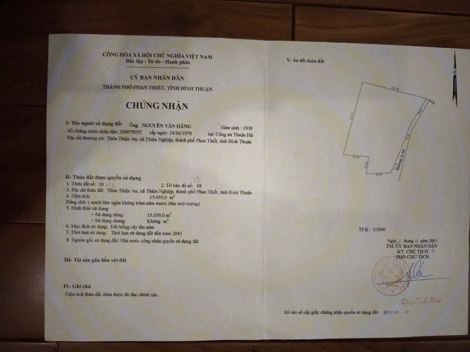Bán Đất Vườn 15000m² Thôn Thiện An, Phan Thiết - Sổ Đỏ Riêng
