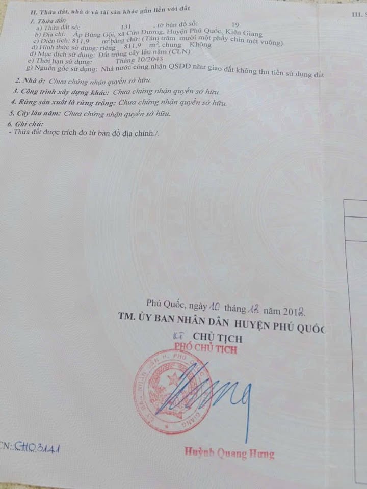 Đất nền Ấp Búng Gội Phú Quốc 811m² - Tiềm năng tăng giá vượt trội!