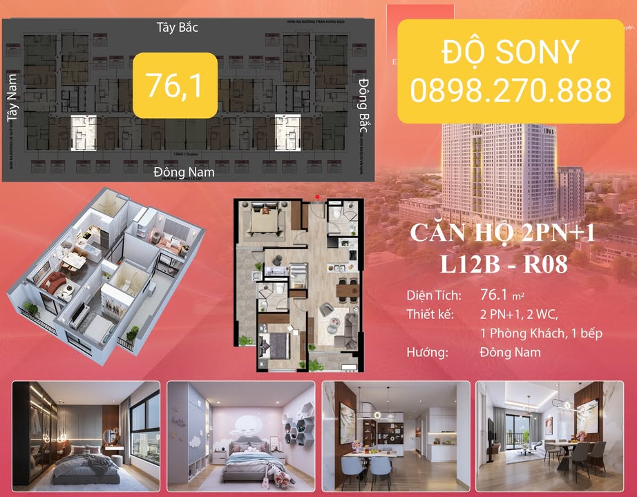Căn hộ Eden Garden Thái Bình 76m² giá 2.x tỷ - Hướng tốt đón gió!