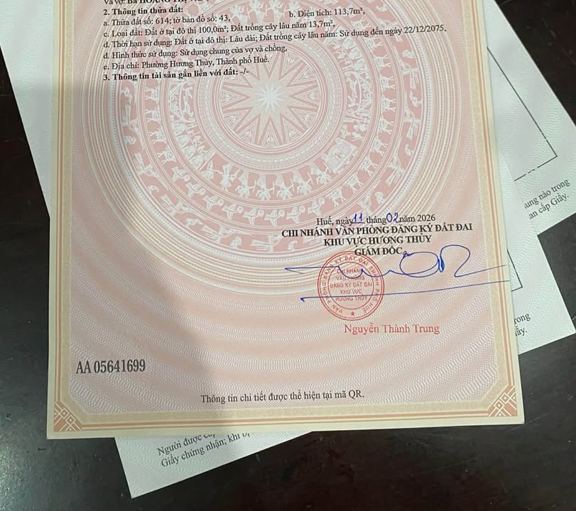 Đất nền Hương Thủy 113m² giá 2.5 tỷ - Sổ hồng chính chủ sẵn sàng!