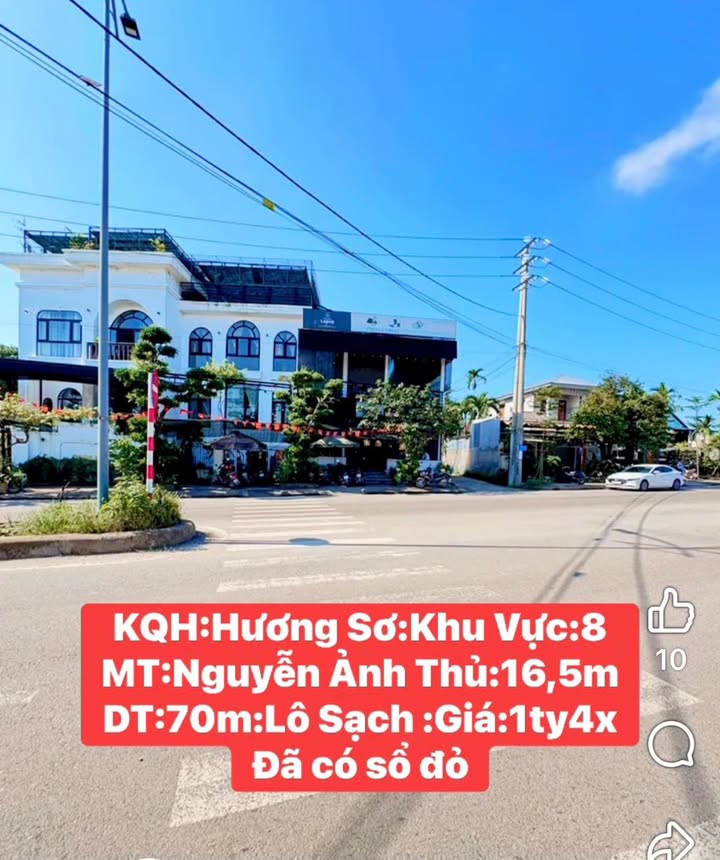 Bán đất mặt tiền KQH Hương Sơ 70m² 1.4 tỷ - View kênh cực thoáng