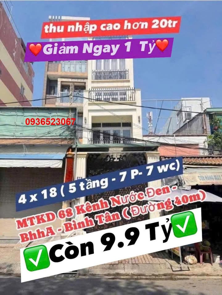 Nhà Mặt Tiền Kênh Nước Đen Bình Tân 72m² 9.9 Tỷ - Kinh Doanh Đắc Địa