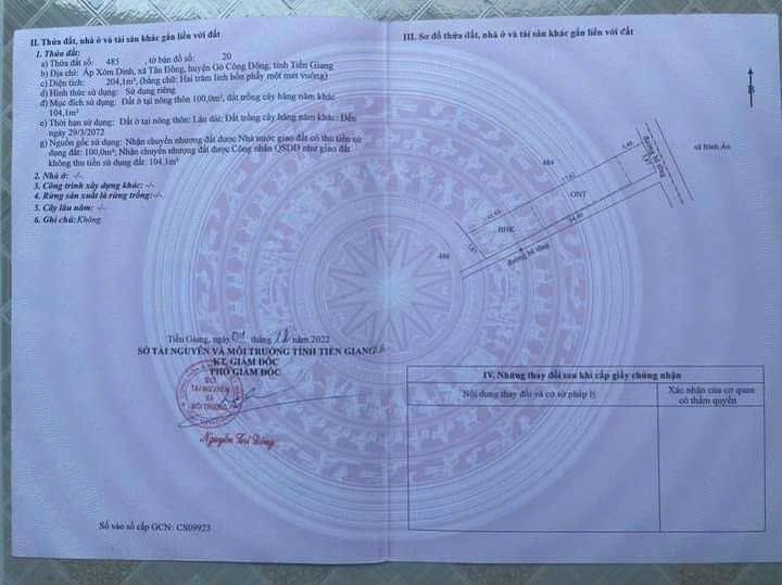 Đất Nền Gò Công Đông 204m² - Sổ Đỏ, Giá 550 Triệu/Lô