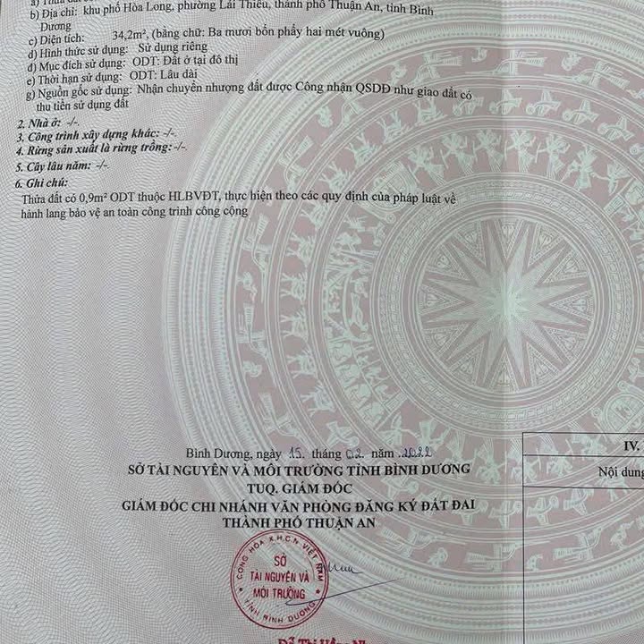 Đất nền Lái Thiêu, Thuận An 34m² chỉ 1.45 tỷ - Tiềm năng tăng giá!
