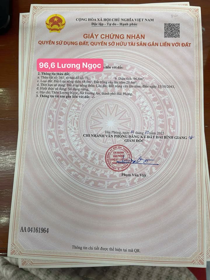 Đất Nền Lương Ngọc, Bình Giang 97m² - Sổ Đỏ Sẵn Sàng