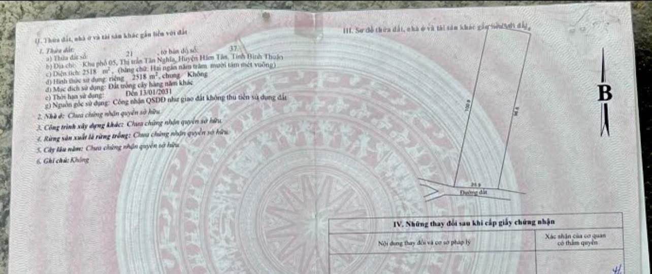 Đất Vườn Bình Thuận 2518m² Giá Tốt - Sẵn Sổ