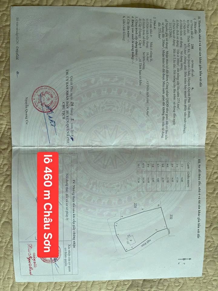 Đất Nền 460m² Châu Sơn, Quỳnh Phụ - Sổ Đỏ Thổ Cư, Ô Tô Vào Tận Nơi