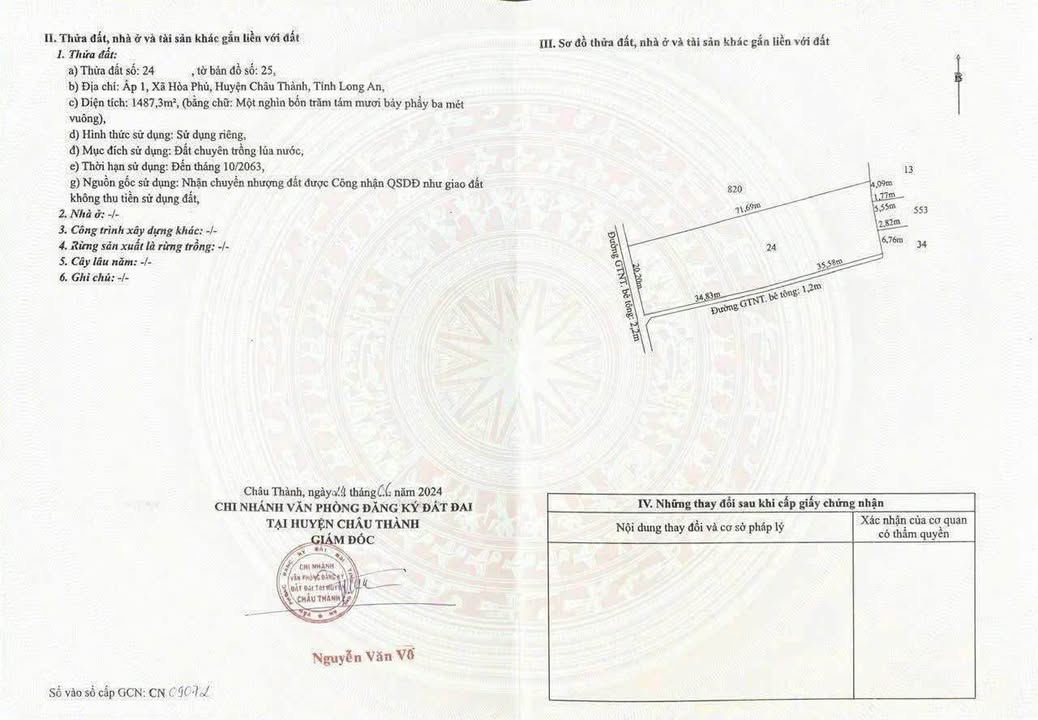 Đất nền Long An 1490m² - 2 mặt tiền, giá 1.3 tỷ - Sổ hồng sẵn sàng