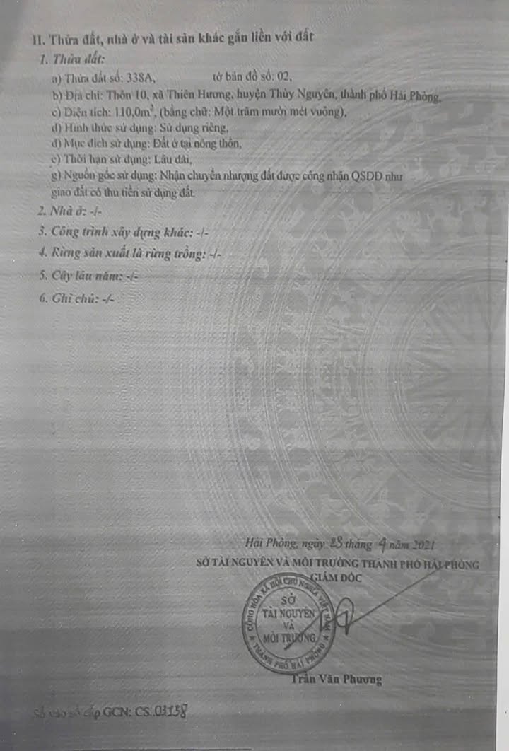 Bán đất Thiên Hương Thủy Nguyên 110m² - Sổ đỏ chính chủ cực đẹp