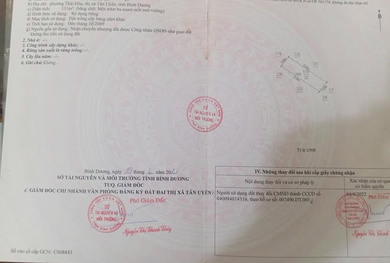 Đất nền Thái Hòa Tân Uyên 131m² - Sổ đỏ chính chủ!