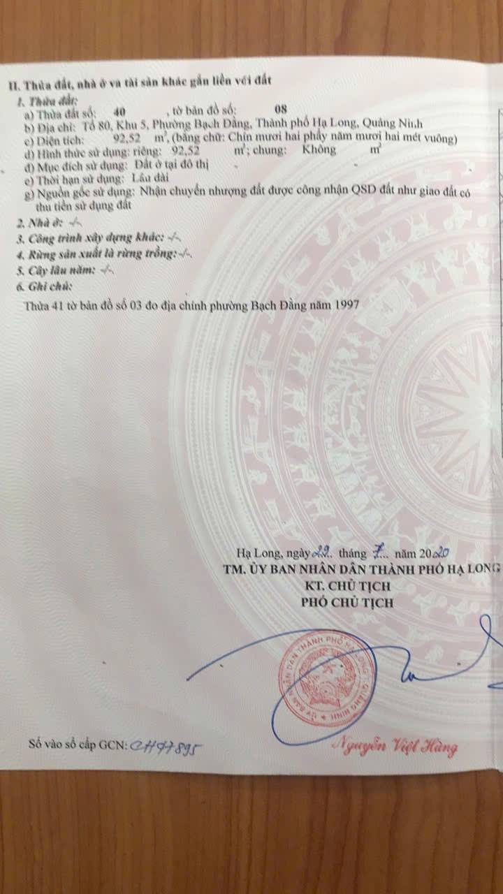Đất nền Hạ Long 92m² giá 2.55 tỷ - Tiềm năng tăng giá vượt trội!