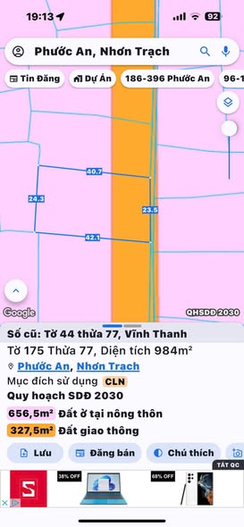 Đất Vĩnh Thanh Nhơn Trạch 985m² Sổ Hồng Riêng - Giá 3.2 Tỷ